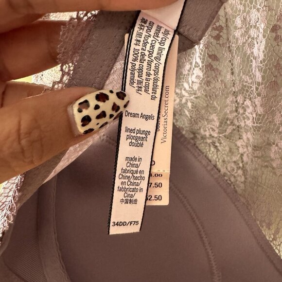 NEW Victoria's Secret Dream Angel Lined Plunge Bra Size 34DD Purple Lacey Fairy - Picture 6 of 8